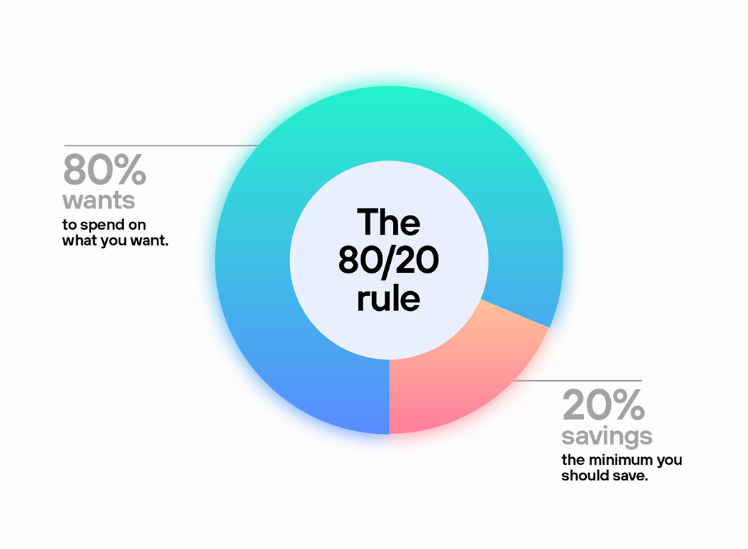 80/20 budgeting rule graph
